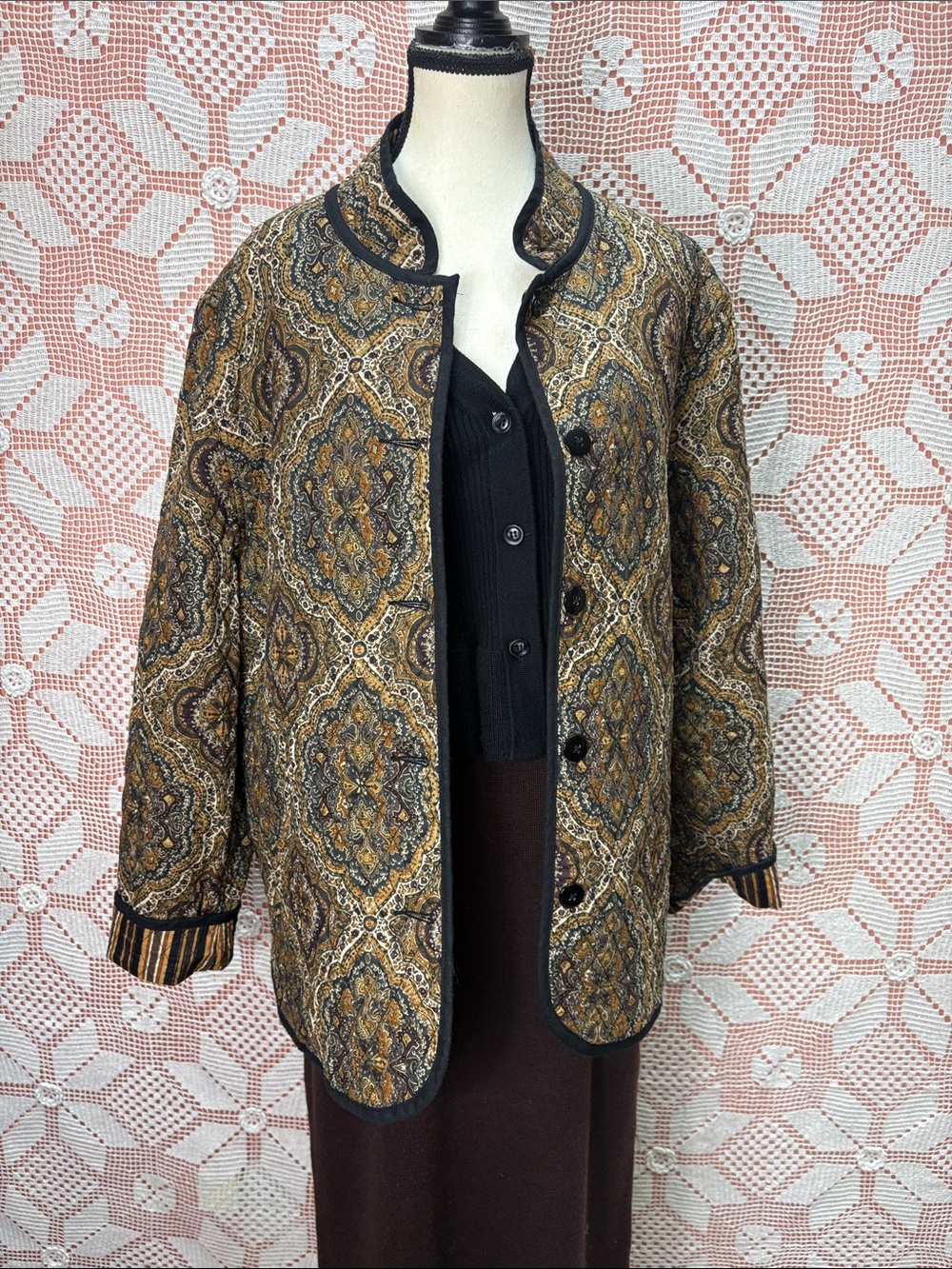 Reversible Quilted Paisley Jacket Sz XL-2X